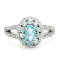 Anillo de Plata con Apatita azul de Madagascar y Topacio Blanco