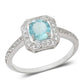 Anillo de Plata con Apatita azul de Madagascar y Topacio Blanco