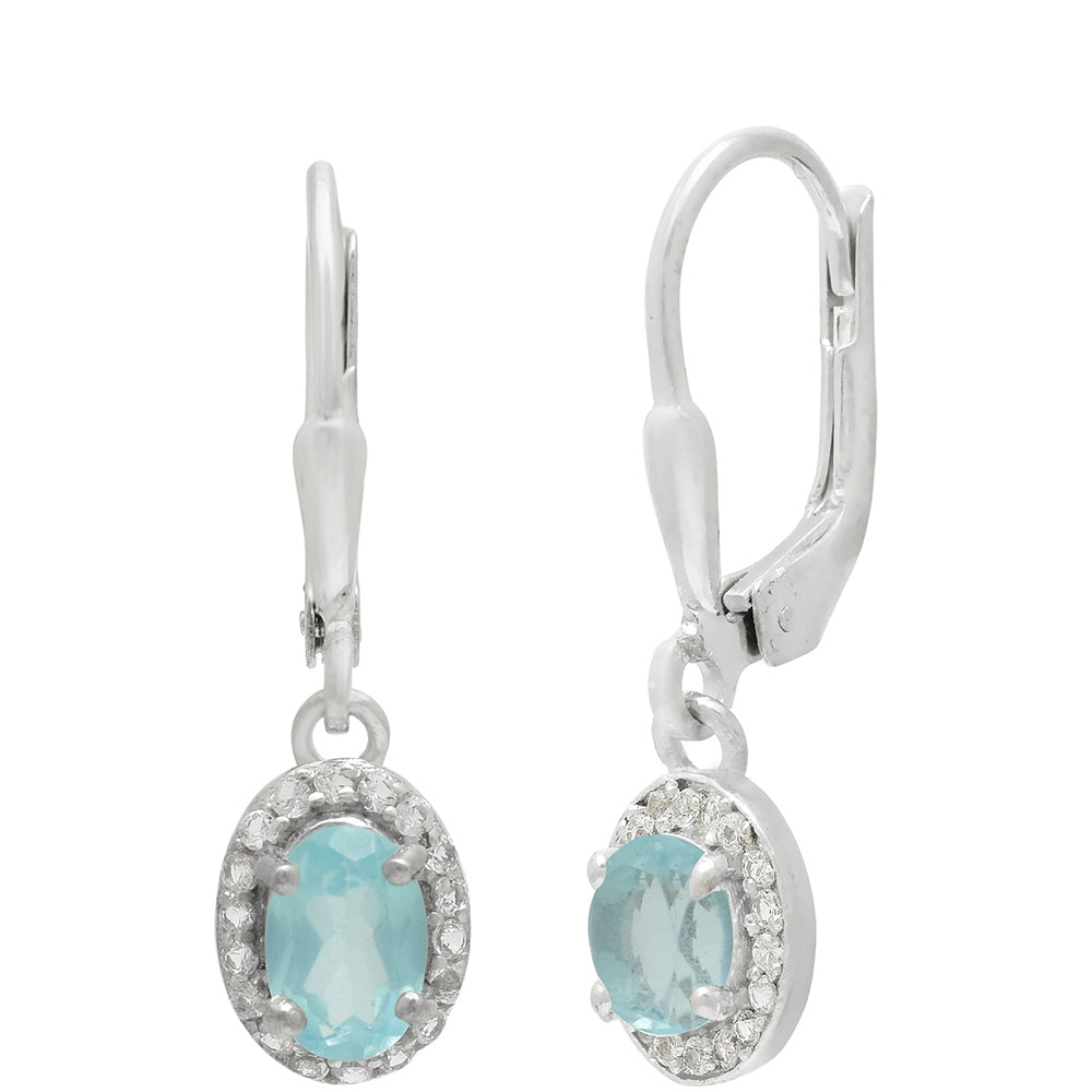 Pendientes de Plata con Apatita azul de Madagascar y Topacio Blanco 2 