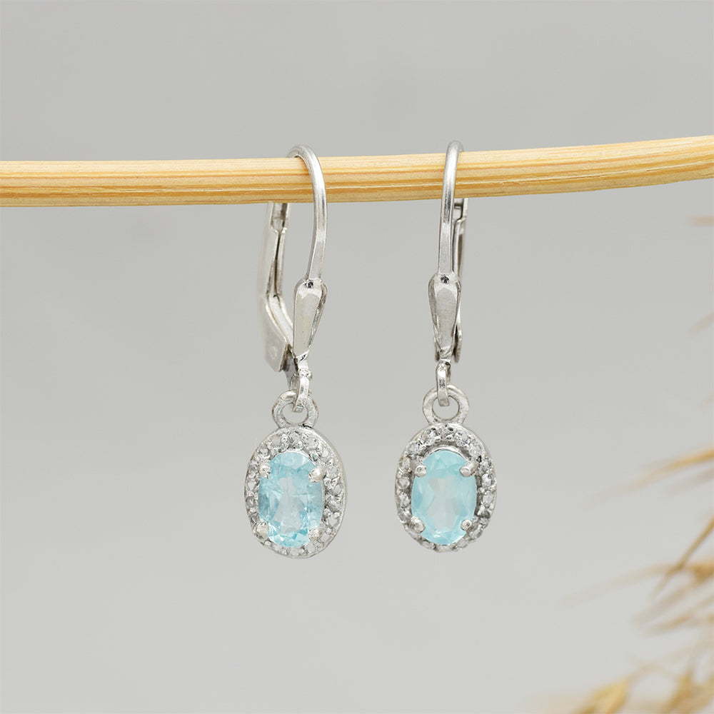 Pendientes de Plata con Apatita azul de Madagascar y Topacio Blanco 1 