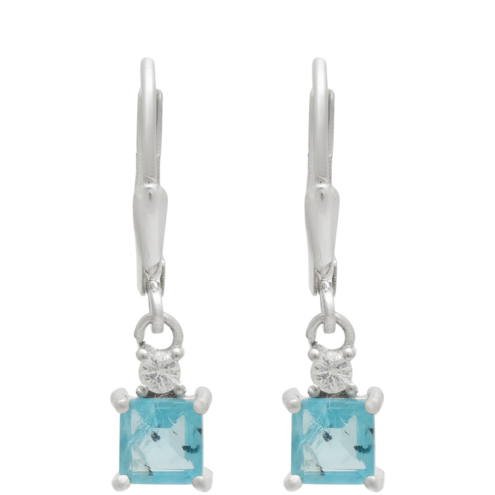 Pendientes de Plata con Apatita azul de Madagascar y Topacio Blanco 2 