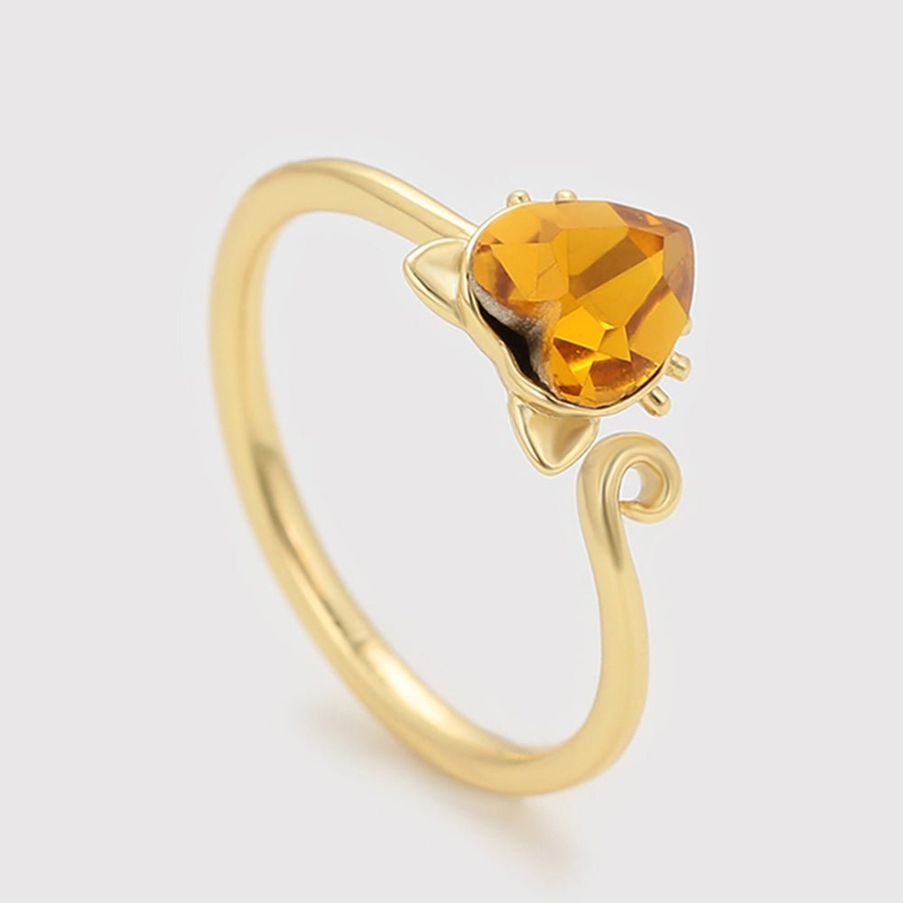 Anillo de Aleación Bañado en Oro con Cristal Emporia® Amarillo