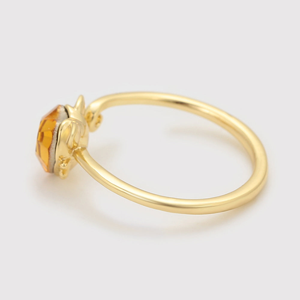 Anillo de Aleación Bañado en Oro con Cristal Emporia® Amarillo