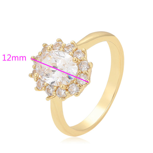 Anillo de Aleación Bañado en Oro con Cristal Emporia® Blanco