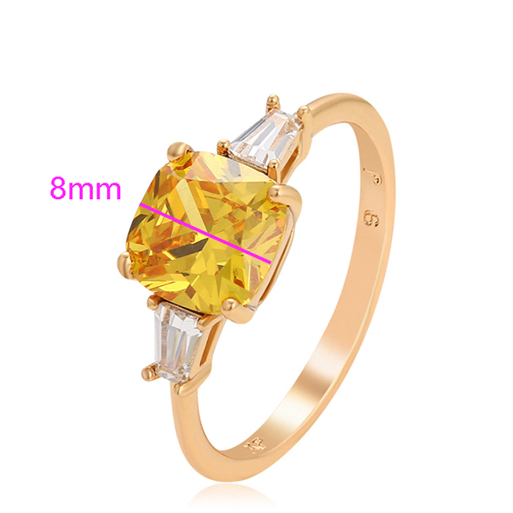 Anillo de Aleación Bañado en Oro con Cristal Emporia® Amarillo y Cristal Emporia® Blanco