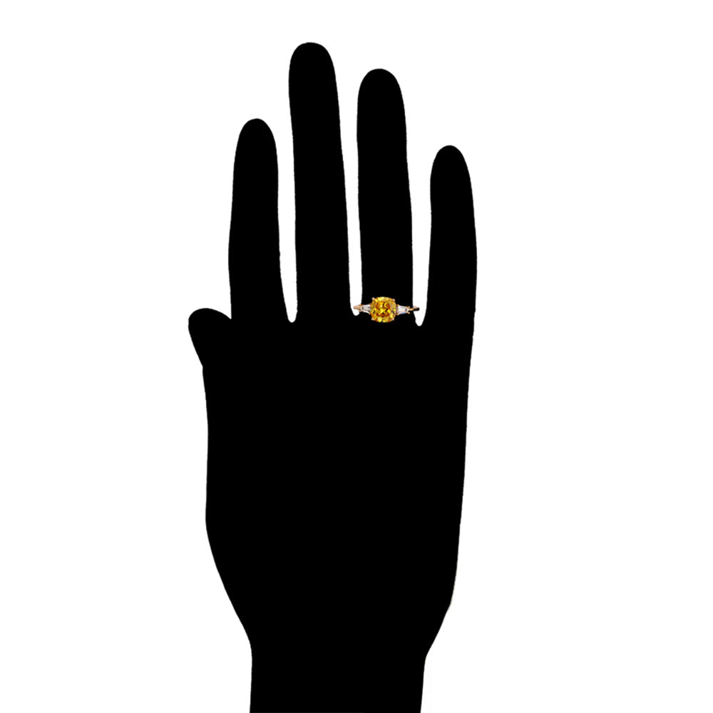 Anillo de Aleación Bañado en Oro con Cristal Emporia® Amarillo y Cristal Emporia® Blanco 8 