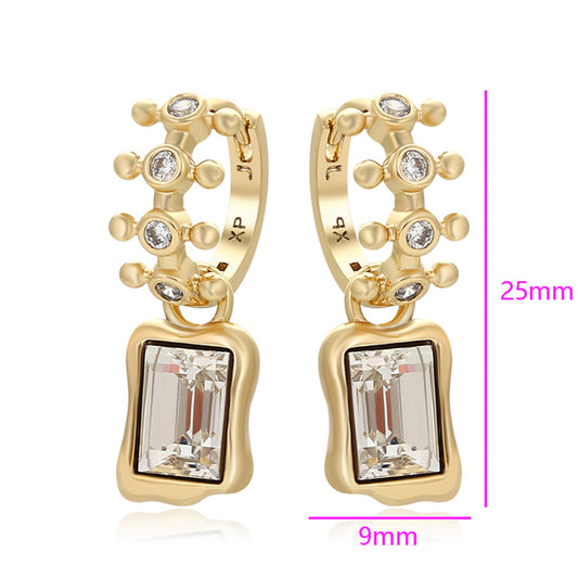 Pendientes de Aleación Bañado en Oro con Cristal Emporia® Blanco