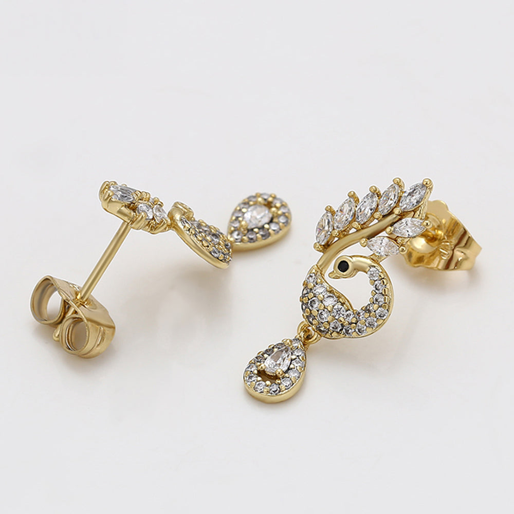 Pendientes de Aleación Bañado en Oro con Cristal Emporia® Blanco 3 