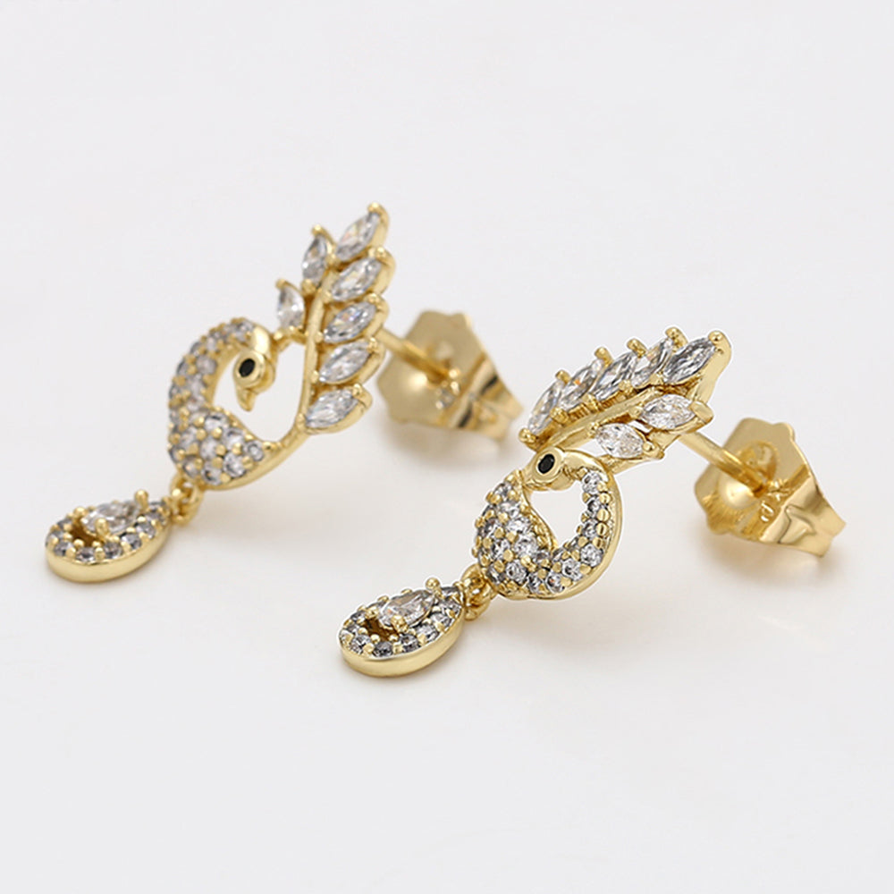 Pendientes de Aleación Bañado en Oro con Cristal Emporia® Blanco 4 