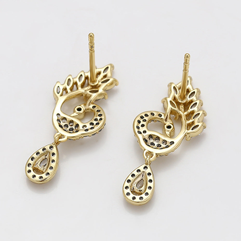 Pendientes de Aleación Bañado en Oro con Cristal Emporia® Blanco