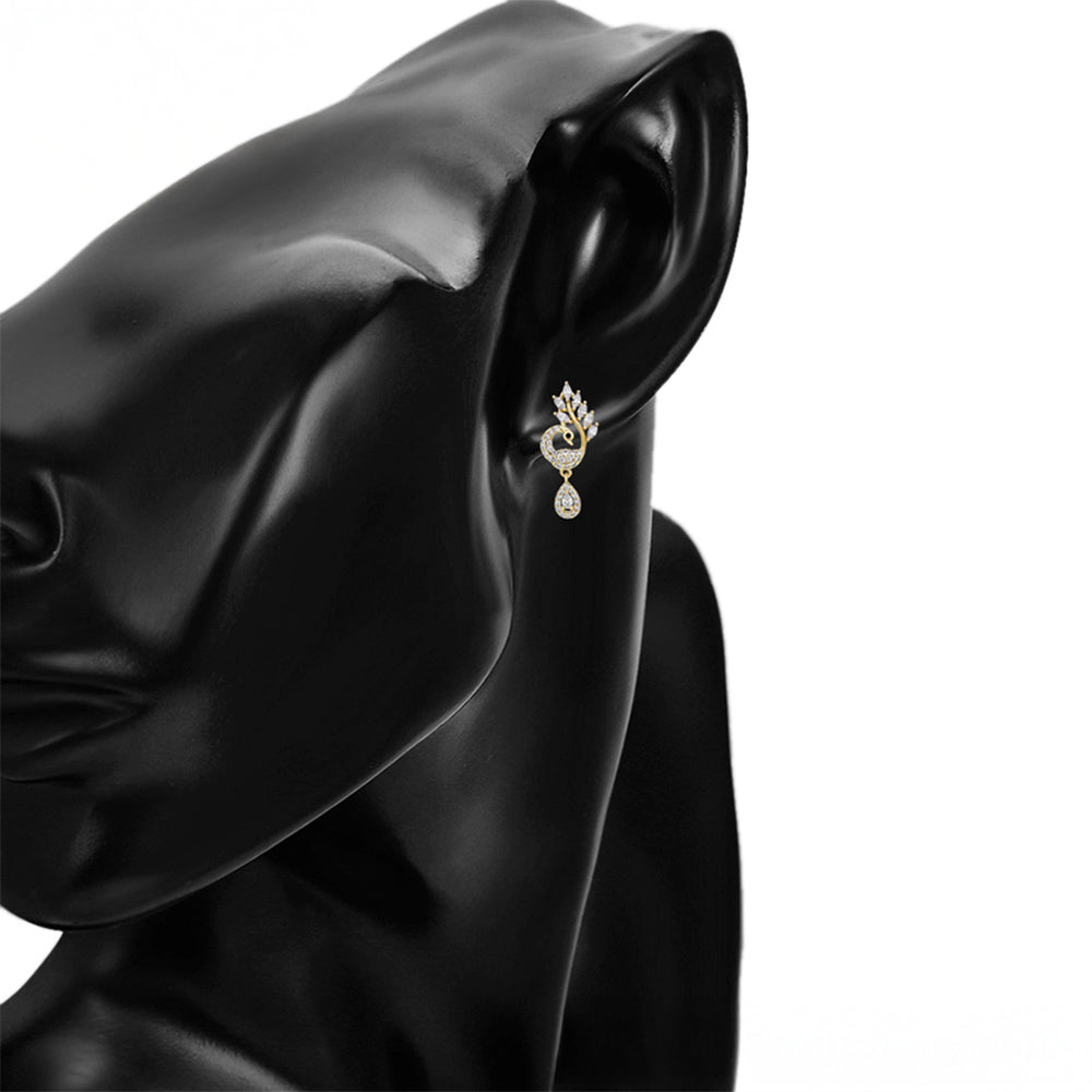 Pendientes de Aleación Bañado en Oro con Cristal Emporia® Blanco 8 