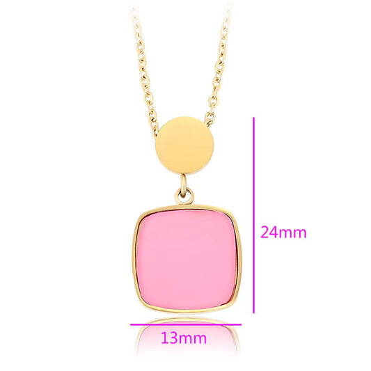 Collar de Aleación Bañado en Oro con Cristal Emporia® Rosa