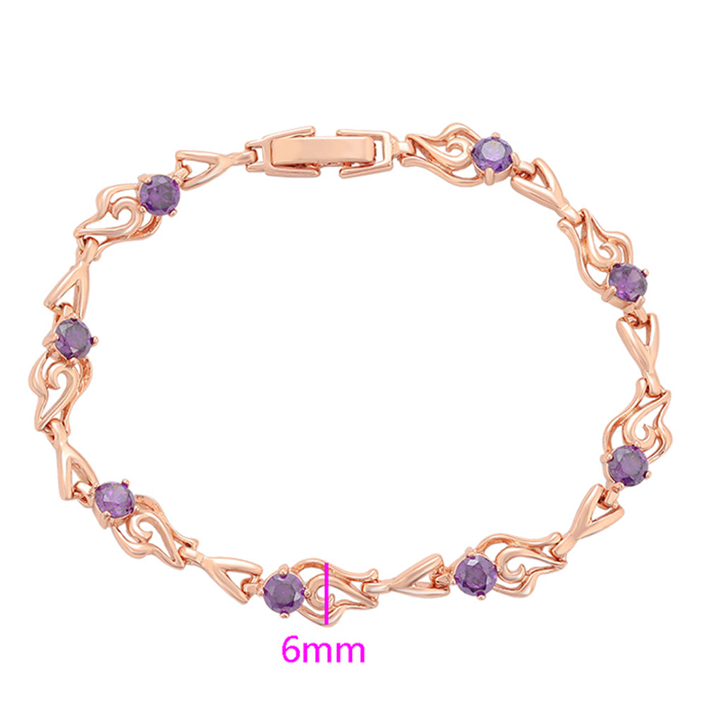 Pulsera de Aleación Bañado en Oro con Cristal Emporia® Púrpura