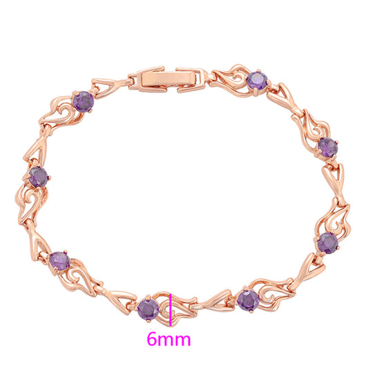 Pulsera de Aleación Bañado en Oro con Cristal Emporia® Púrpura