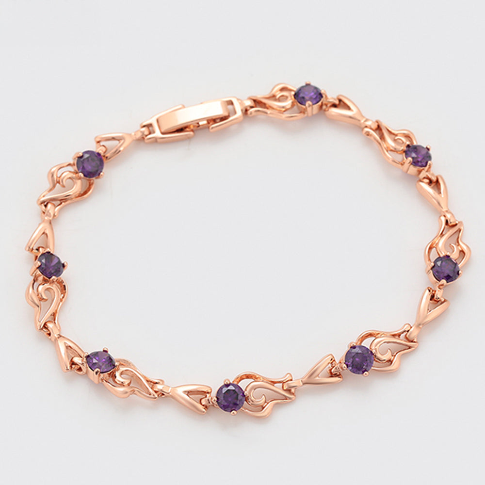 Pulsera de Aleación Bañado en Oro con Cristal Emporia® Púrpura