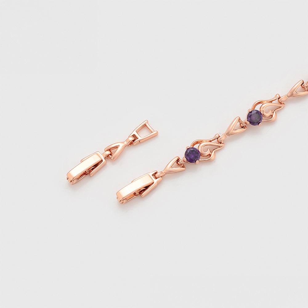 Pulsera de Aleación Bañado en Oro con Cristal Emporia® Púrpura 5 