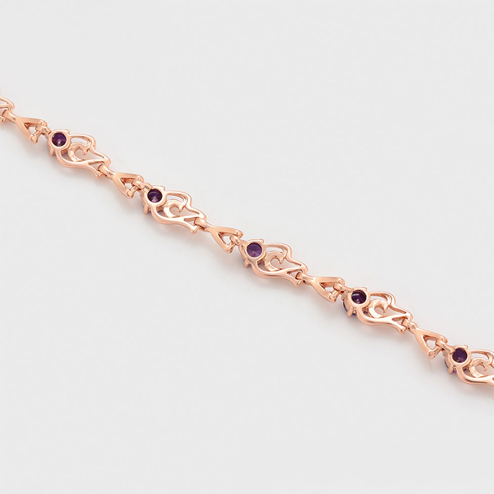 Pulsera de Aleación Bañado en Oro con Cristal Emporia® Púrpura