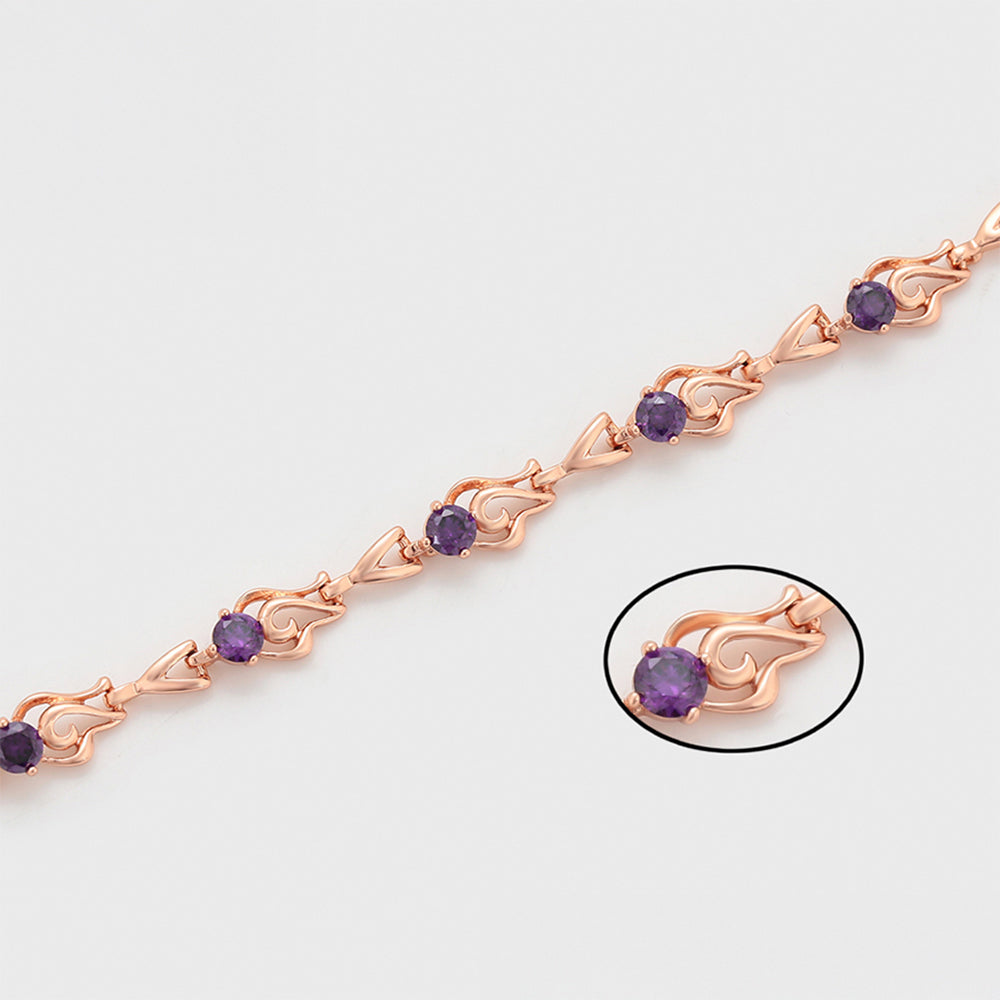 Pulsera de Aleación Bañado en Oro con Cristal Emporia® Púrpura 7 