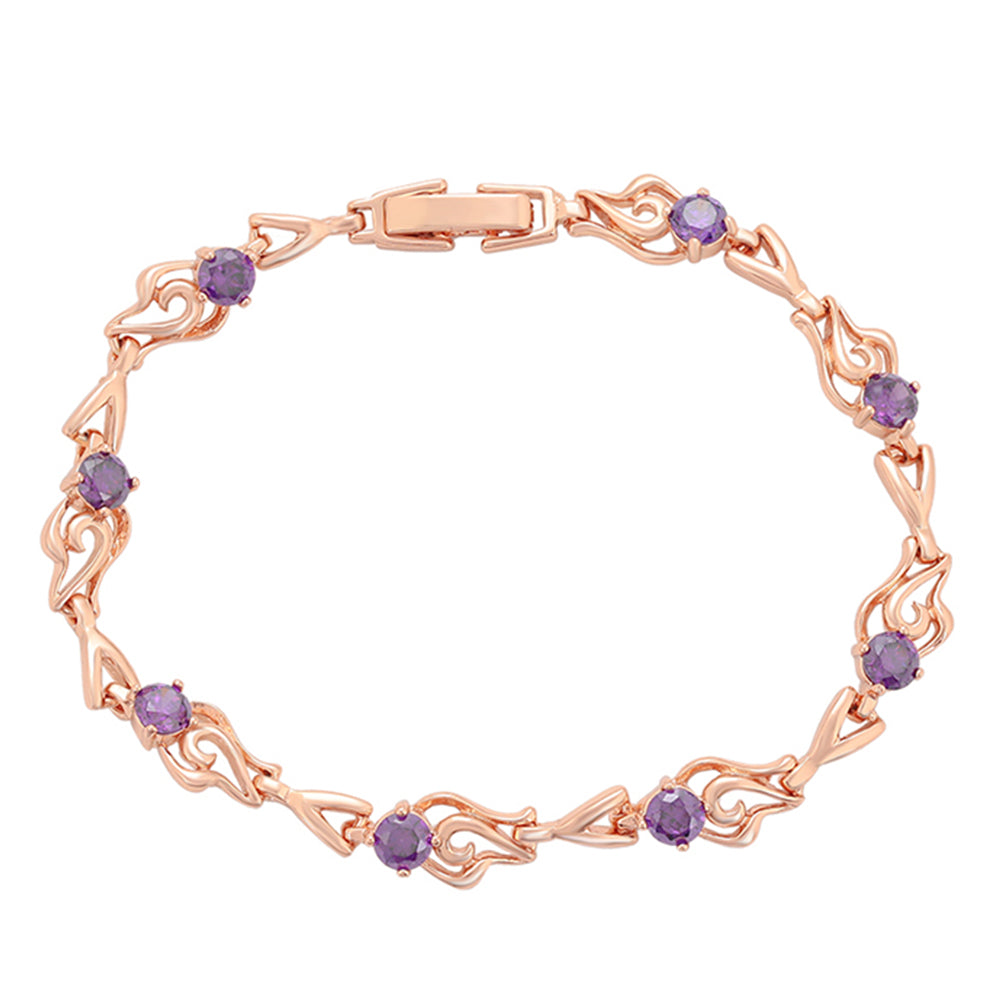 Pulsera de Aleación Bañado en Oro con Cristal Emporia® Púrpura