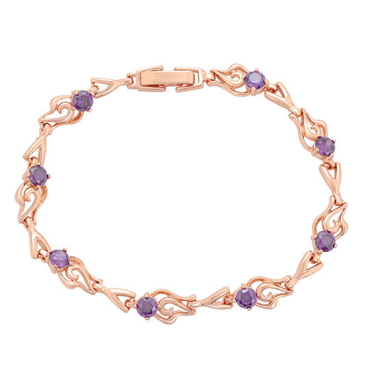Pulsera de Aleación Bañado en Oro con Cristal Emporia® Púrpura
