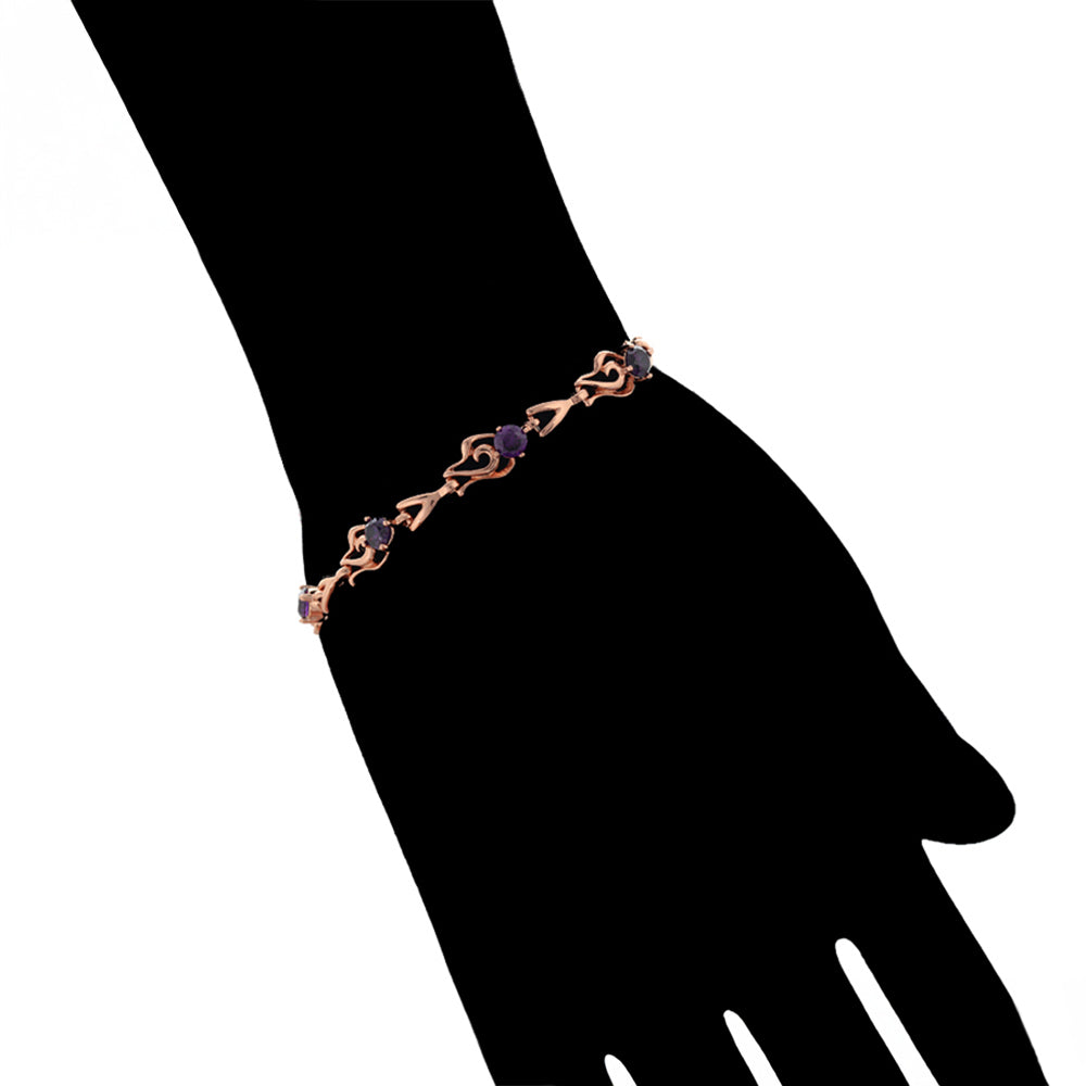 Pulsera de Aleación Bañado en Oro con Cristal Emporia® Púrpura 8 