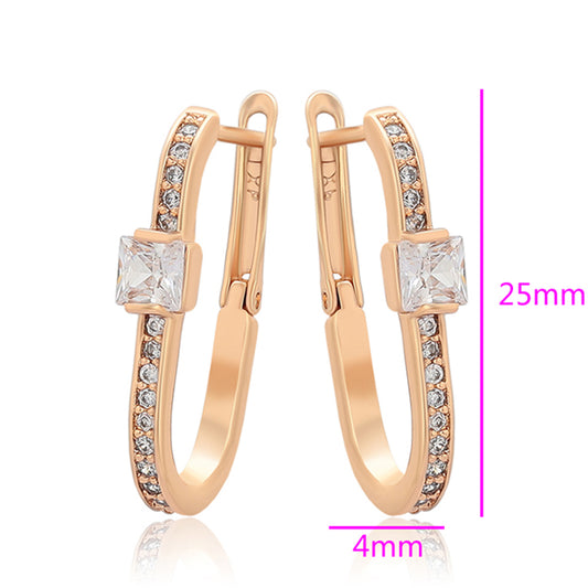 Pendientes de Aleación Bañado en Oro con Cristal Emporia® Blanco