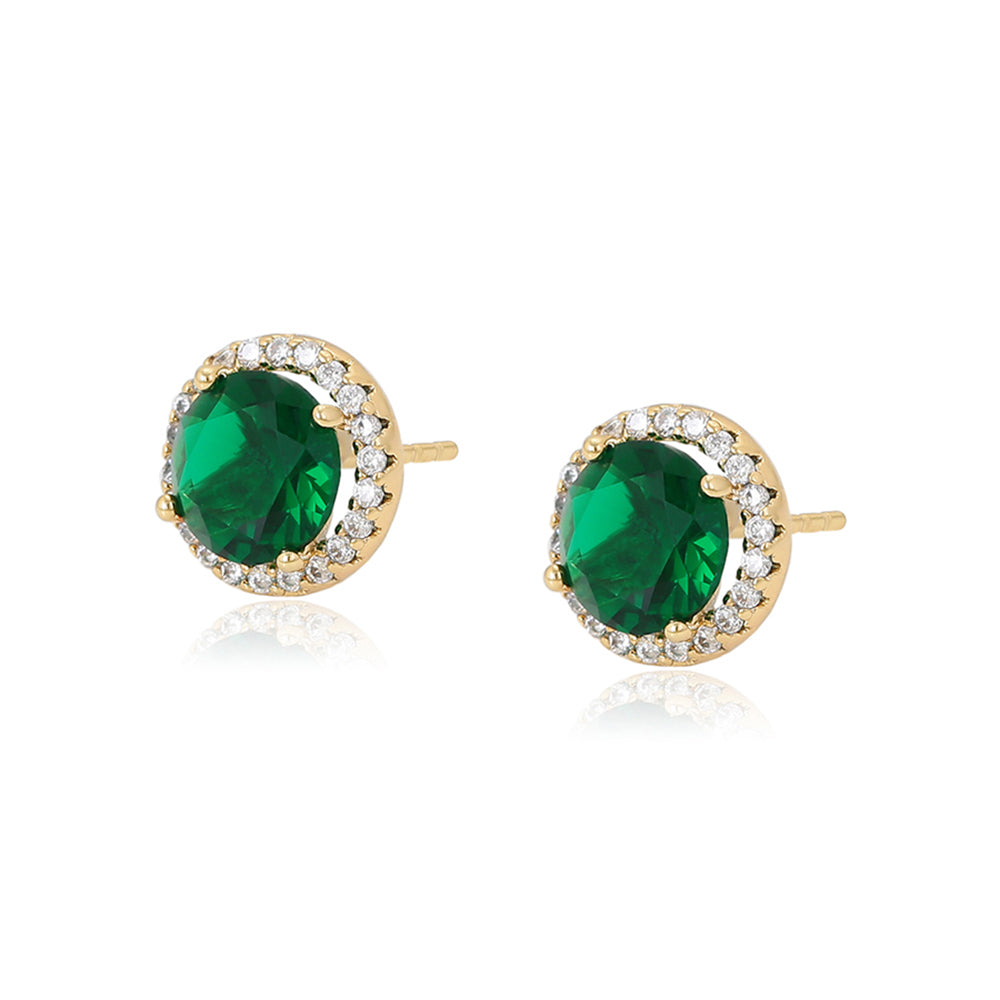 Pendientes de Aleación Bañado en Oro con Cristal Emporia® Verde y Cristal Emporia® Blanco