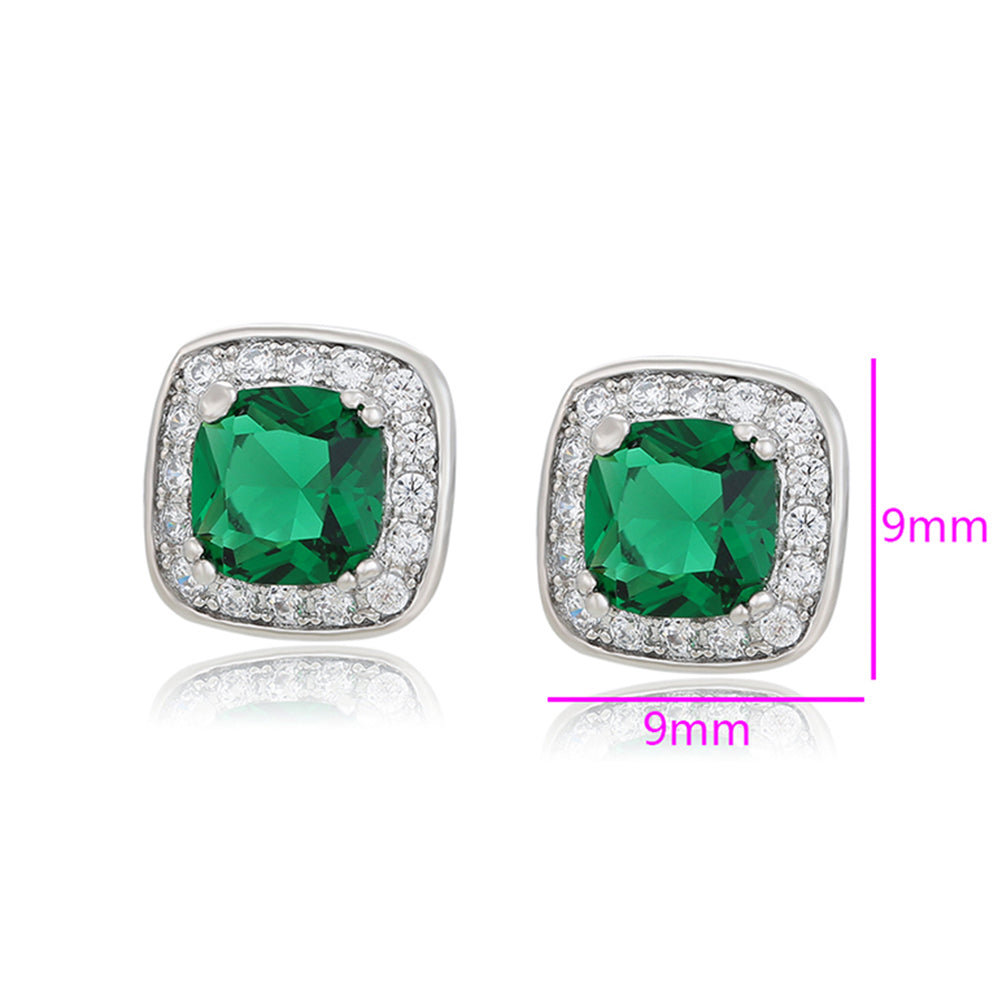 Pendientes de Aleación Bañado en Oro con Cristal Emporia® Verde y Cristal Emporia® Blanco 2 