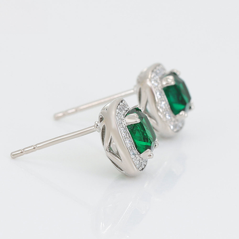 Pendientes de Aleación Bañado en Oro con Cristal Emporia® Verde y Cristal Emporia® Blanco 7 