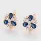 Pendientes de Aleación Bañado en Oro con Cristal Emporia® Azul y Cristal Emporia® Blanco