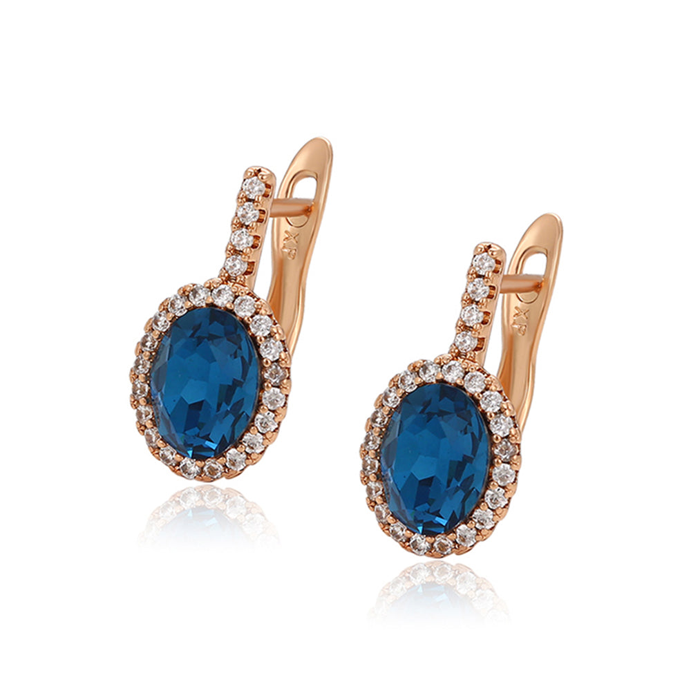 Pendientes de Aleación Bañado en Oro con Cristal Emporia® Azul y Cristal Emporia® Blanco 1 