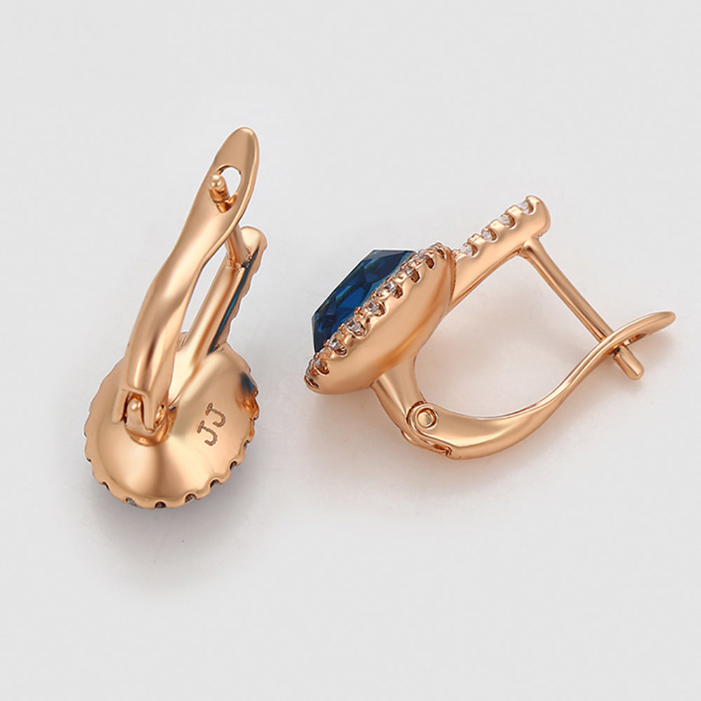 Pendientes de Aleación Bañado en Oro con Cristal Emporia® Azul y Cristal Emporia® Blanco 5 