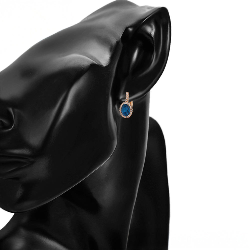 Pendientes de Aleación Bañado en Oro con Cristal Emporia® Azul y Cristal Emporia® Blanco