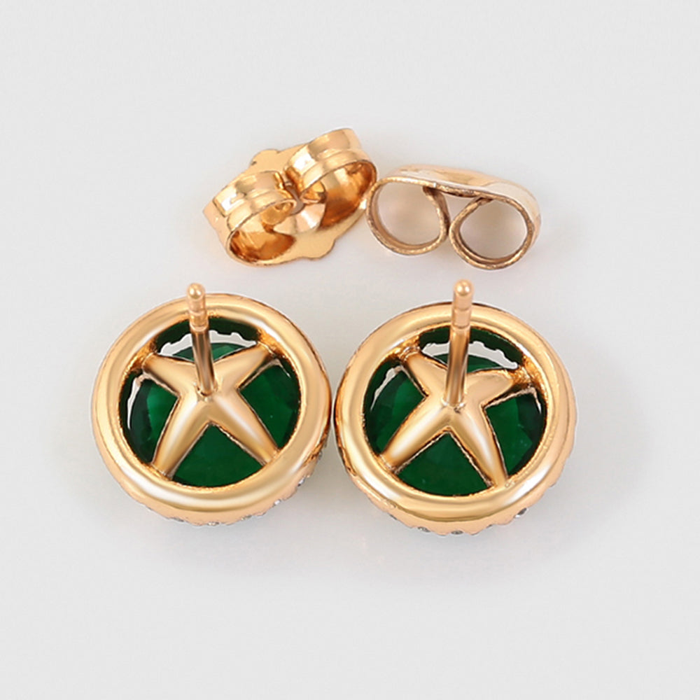 Pendientes de Aleación Bañado en Oro con Cristal Emporia® Verde y Cristal Emporia® Blanco 7 