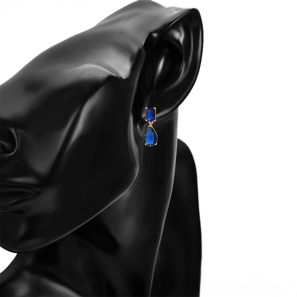 Pendientes de Aleación Bañado en Oro con Cristal Emporia® Azul