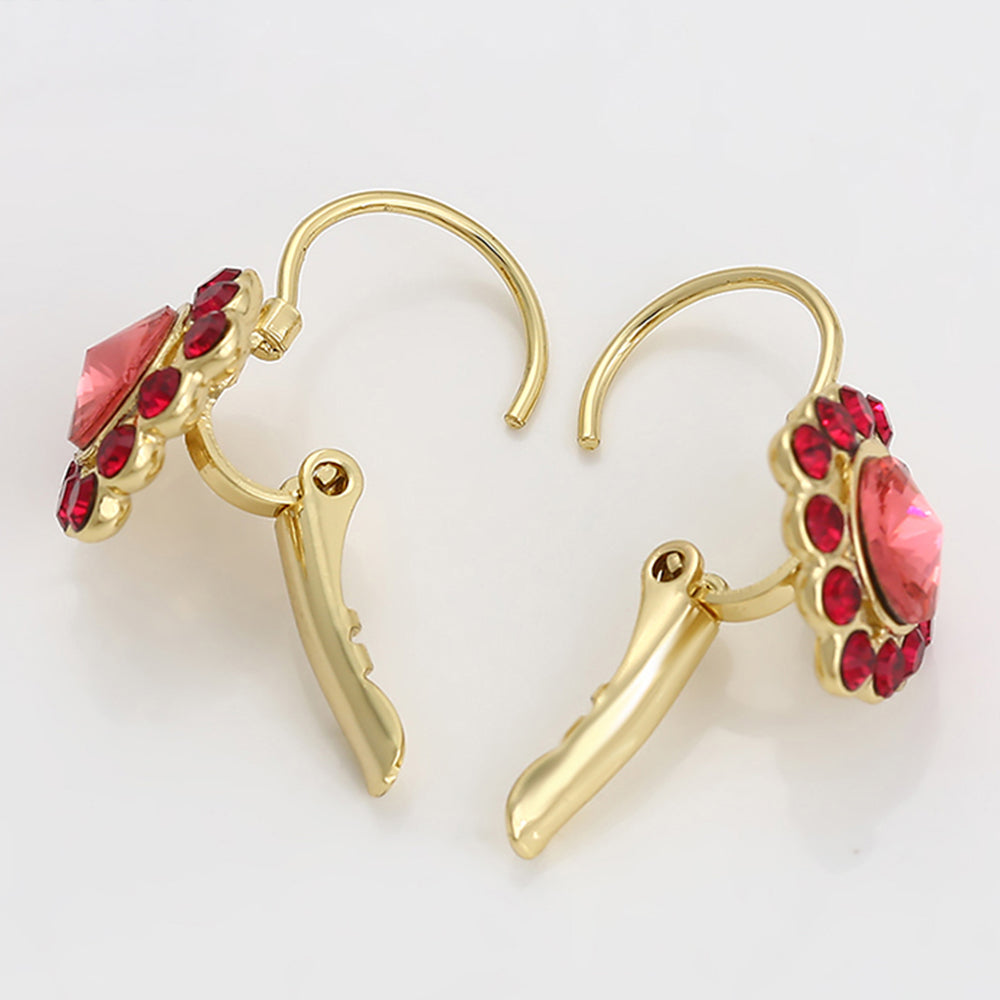 Pendientes de Aleación Bañado en Oro con Cristal Emporia® Rojo