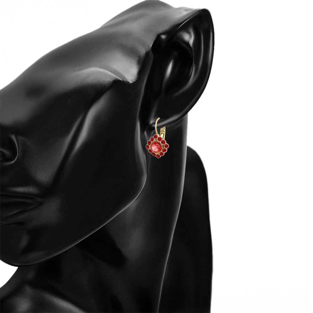 Pendientes de Aleación Bañado en Oro con Cristal Emporia® Rojo