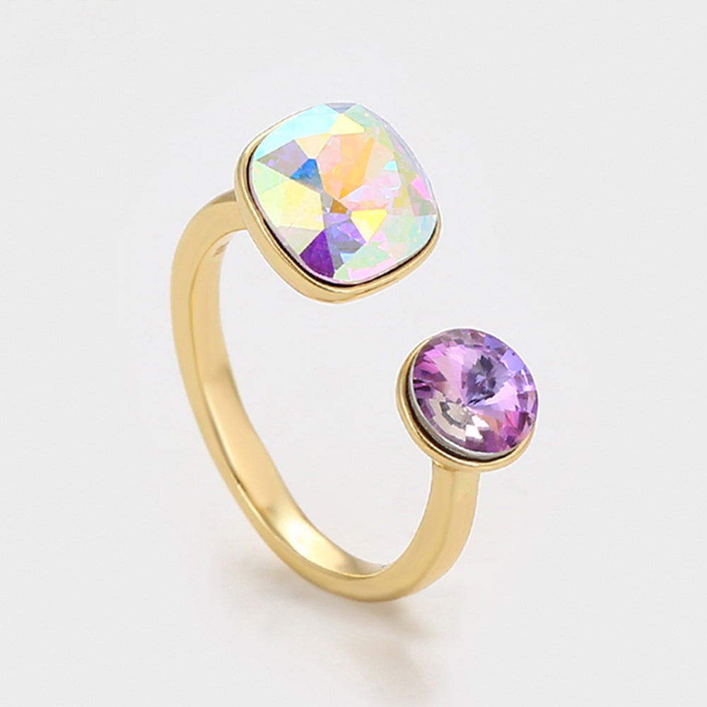 Anillo de Aleación Bañado en Oro con Cristal Emporia® Púrpura y Cristal Emporia® Blanco 3 