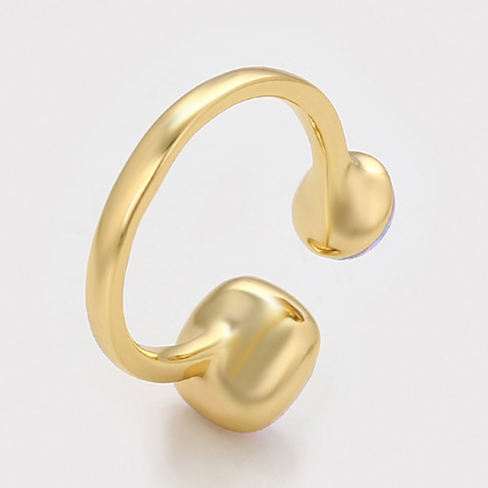 Anillo de Aleación Bañado en Oro con Cristal Emporia® Púrpura y Cristal Emporia® Blanco 5 