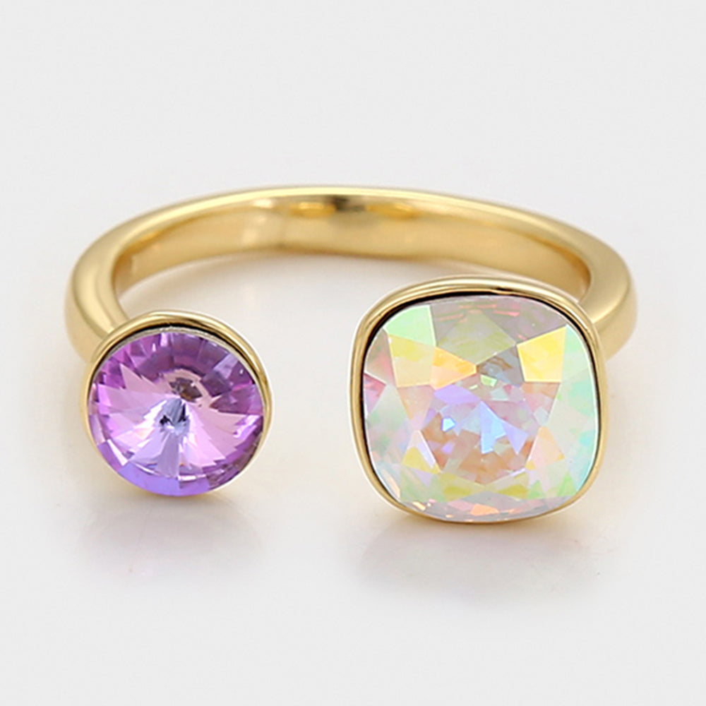 Anillo de Aleación Bañado en Oro con Cristal Emporia® Púrpura y Cristal Emporia® Blanco 6 