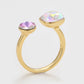 Anillo de Aleación Bañado en Oro con Cristal Emporia® Púrpura y Cristal Emporia® Blanco