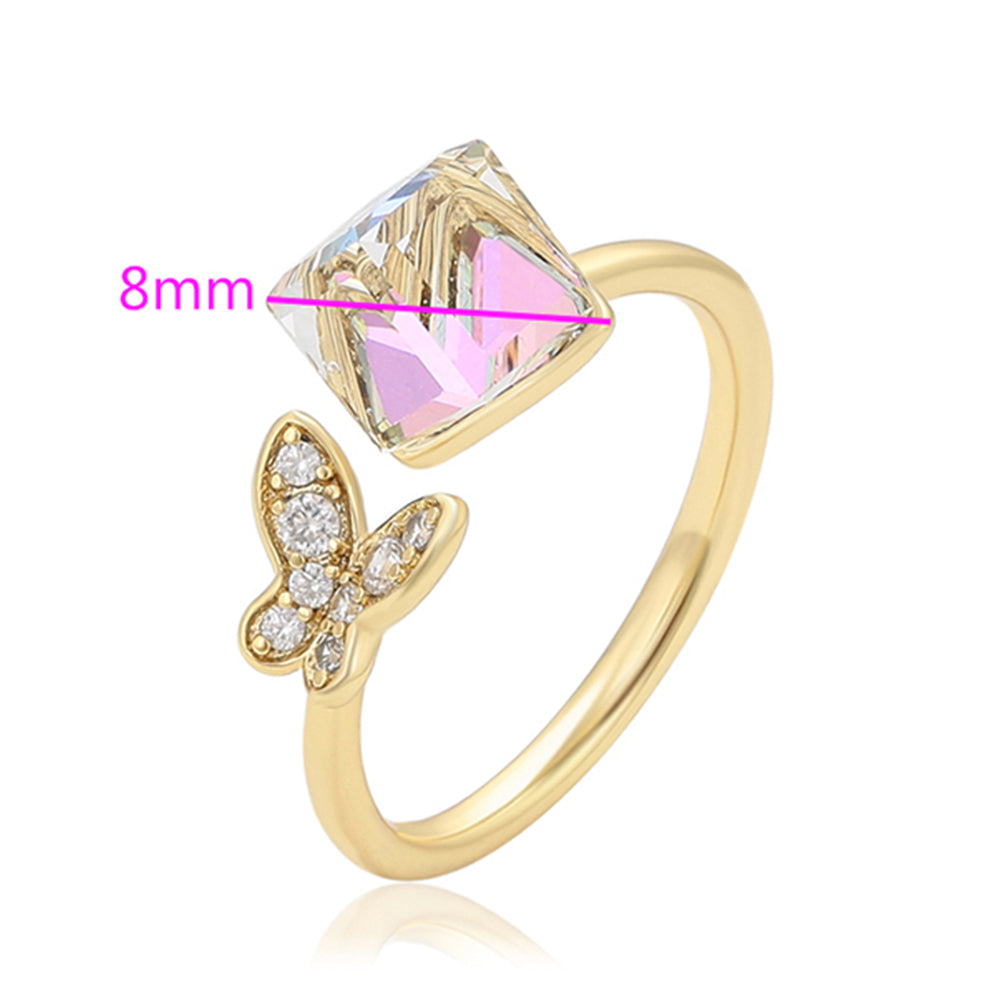 Anillo de Aleación Bañado en Oro con Cristal Emporia® Blanco 2 