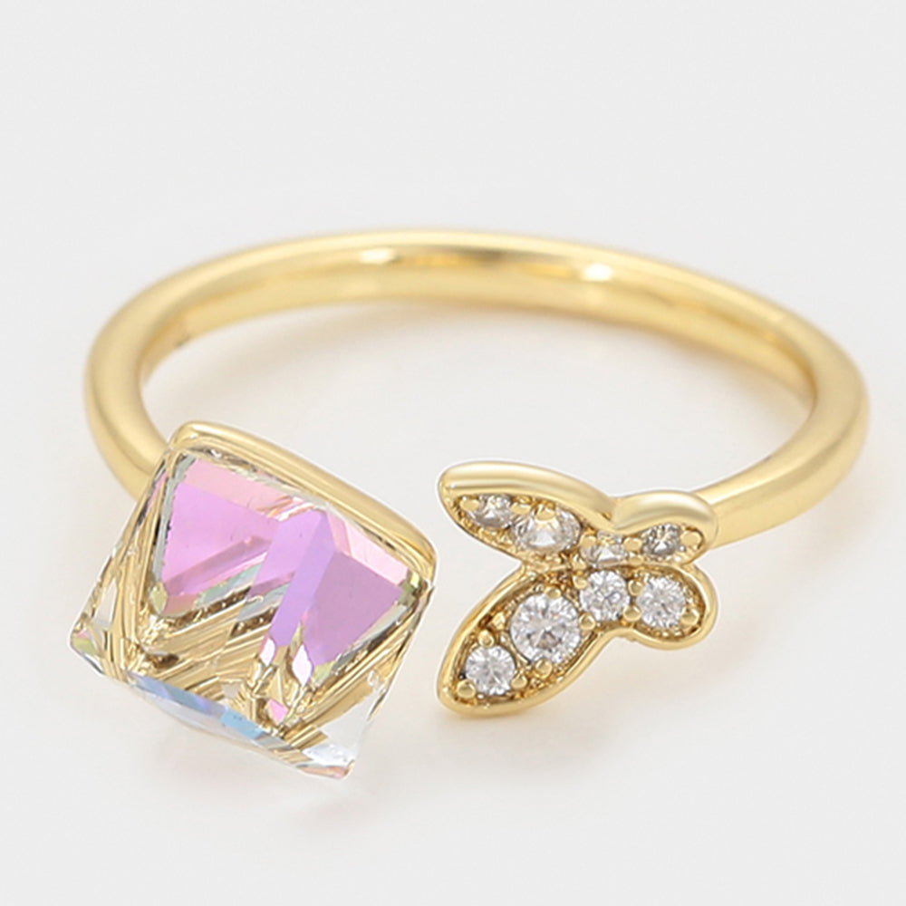 Anillo de Aleación Bañado en Oro con Cristal Emporia® Blanco 6 