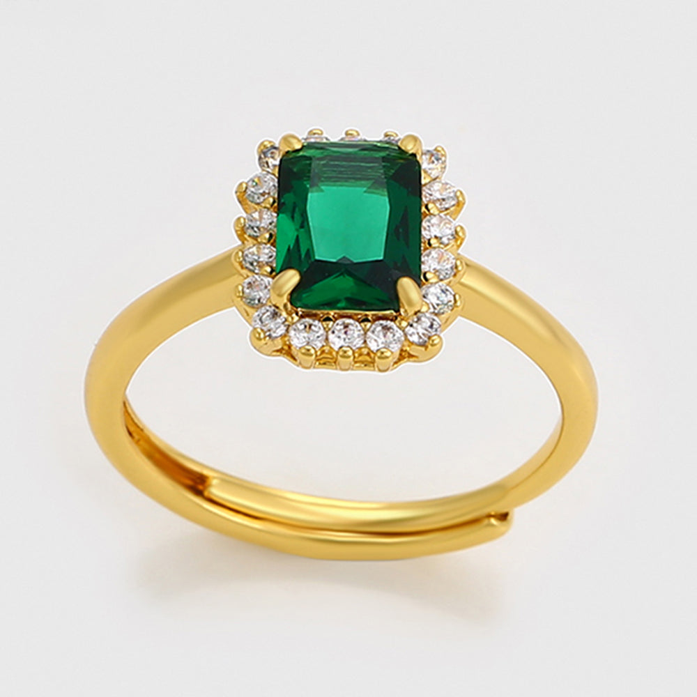 Anillo de Aleación Bañado en Oro con Cristal Emporia® Verde y Cristal Emporia® Blanco 4 