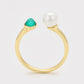 Anillo de Aleación Bañado en Oro con Perla de cristal y Cristal Emporia® Verde