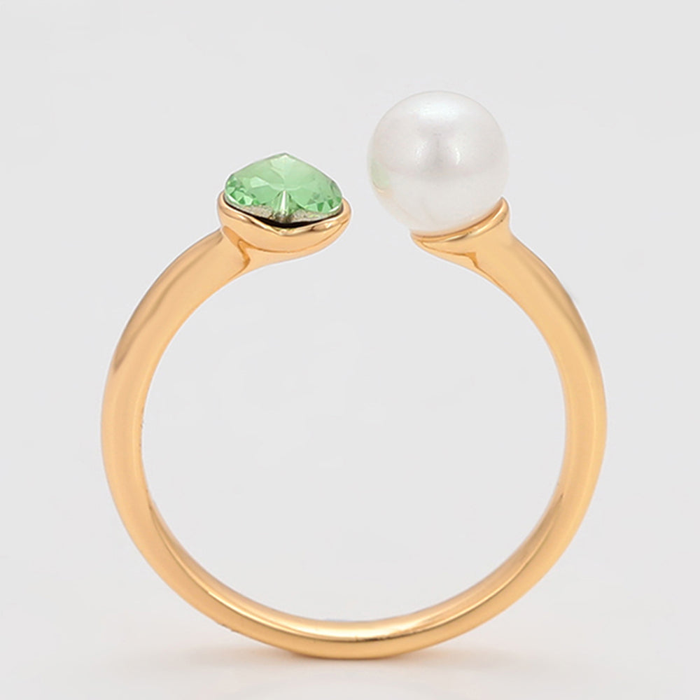 Anillo de Aleación Bañado en Oro con Perla de cristal y Cristal Emporia® Verde