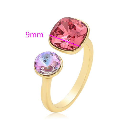 Anillo de Aleación Bañado en Oro con Cristal Emporia® Rosa