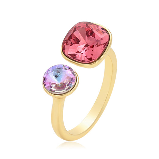 Anillo de Aleación Bañado en Oro con Cristal Emporia® Rosa