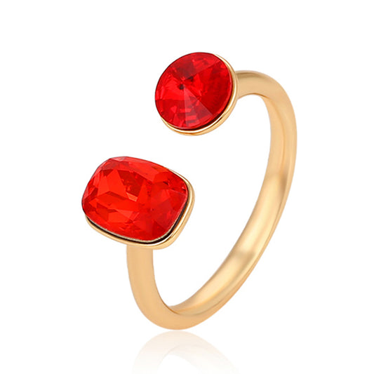 Anillo de Aleación Bañado en Oro con Cristal Emporia® Rojo
