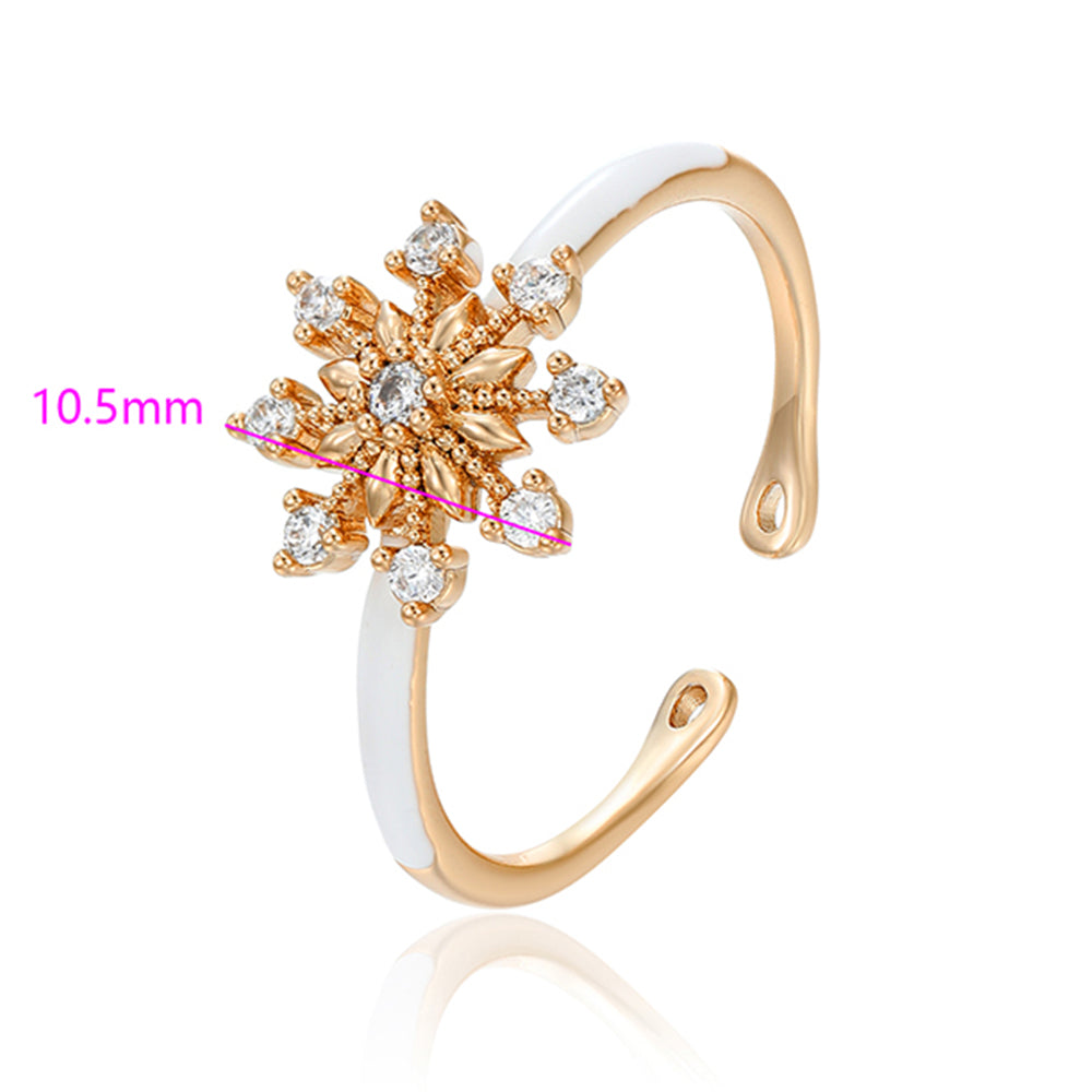 Anillo de Aleación Bañado en Oro con Cristal Emporia® Blanco y Esmalte